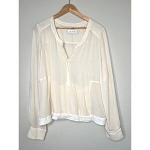 ALC Cream Silk Blend Long Sleeve Button Up Shirt Top Size 0